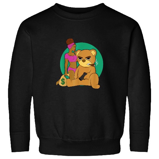 Bear Pet Hustle Hip Hop Teddy Bear Money Rap DJ Entrepreneur 2 Sweatshirts