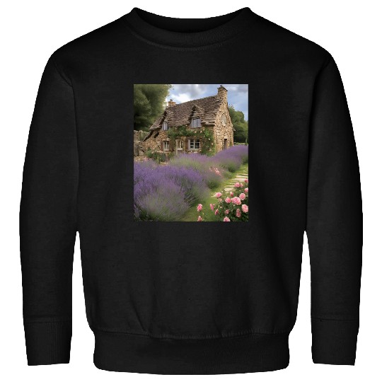 Stone Cottage Garden Roses Lavender Sweatshirts