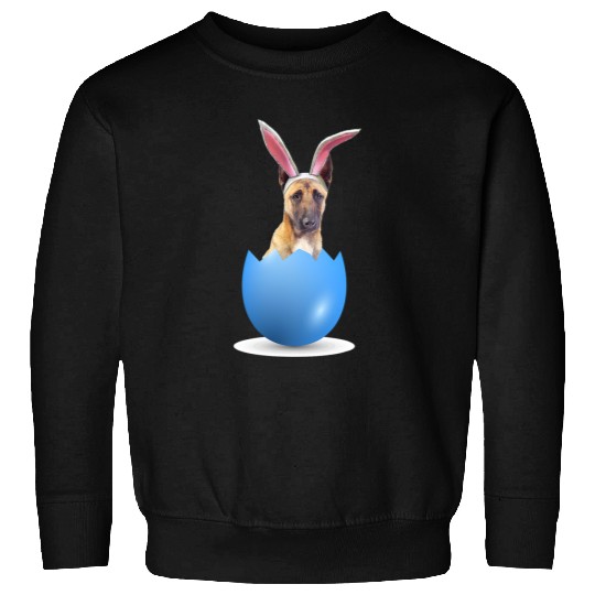 Belgian Malinois Dog Easter Bunny Colored Egg Hunting Sunday Sweatshirts