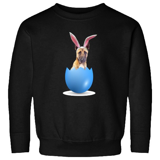 Belgian Malinois Dog Easter Bunny Colored Egg Hunting Sunday Sweatshirts