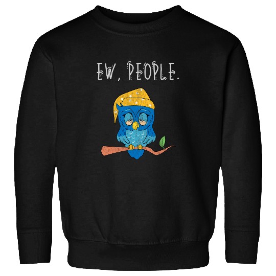 Owl Pet Ew People Tired Owl Distressed Sweatshirts