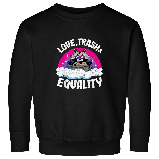 Raccoon Pet Love Trash Equality Raccoon Rainbow Bisexual Flag Bi Pride Sweatshirts