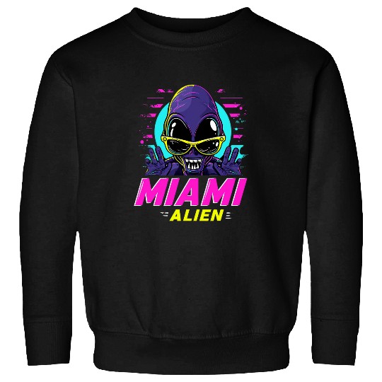 Miami Shadow Alien Conspiracy Theory UFO Believer Funny Sweatshirts