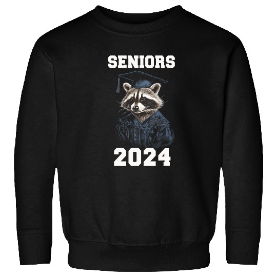 Raccoon Pet Seniors 2024 Graduation Raccoon Funny Graphic Senior Year Sweatshirts