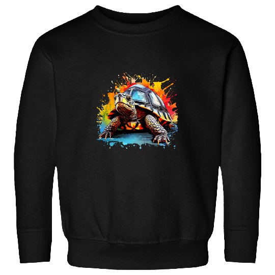 Splash Art Eastern Box Turtle Lover Colorful Sweatshirts