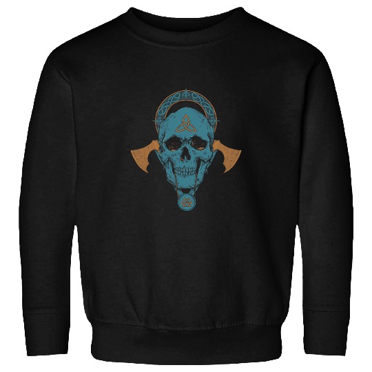 Viking Skull with Nordic Scandinavian Norse Pagan Symbols Sweatshirts