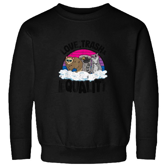 Raccoon Pet Love Trash Equality Opossum Raccoon Bisexual Flag Bi Pride Sweatshirts
