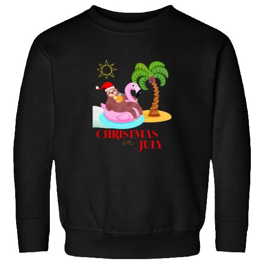 Sloth Pet on Flamingo Float Christmas in July Sweatshirts