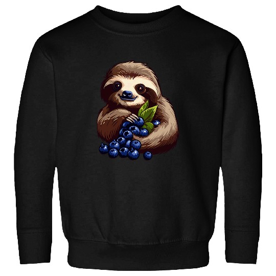 Sloth Pet Blueberry Sloth Colourful Motif Nature Berry Fruit Drawing Sweatshirts