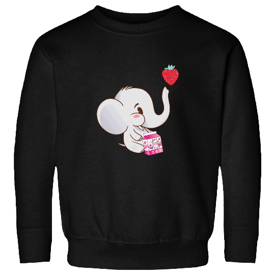 Elephant Pet Strawberry Milk Baby Elephant Japanese Milk Shake Carton Sweatshirts