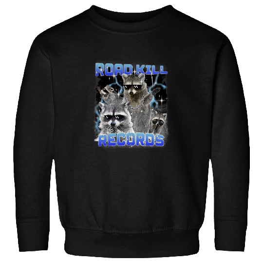 Raccoon Pet Road Kill Records Raccoon Funny 90s Bootleg Rap Sweatshirts