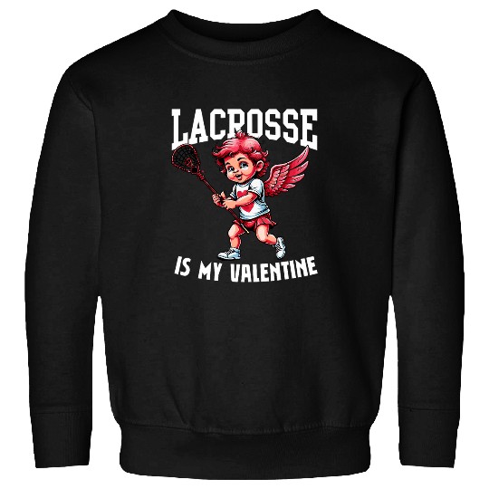 Valentines Day Lacrosse Lovers Funny Cupid Lacrosse Player Sweatshirts