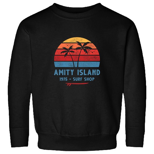 Surf Life Amity Island Surfing 1975 Surf Shop Sunset Surfing Vintage Sweatshirts