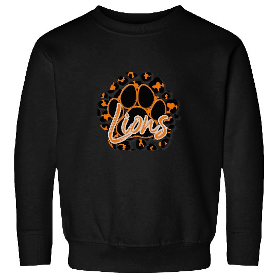 Lion Pet Orange Black Cheetah School Sports Fan Team Spirit Sweatshirts