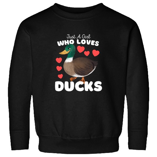 Duck Pet Just A Girl Who Loves Ducks 2Cute Girls Kids Mallard Duck Sweatshirts