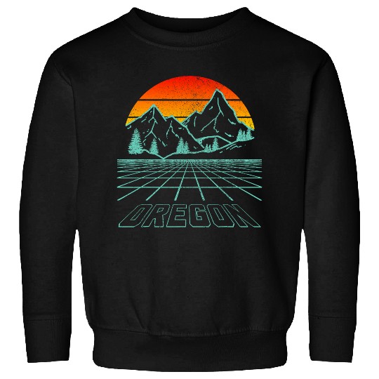 Oregon vintages Retro Grid Mountain PNW Hiking Nature Sweatshirts