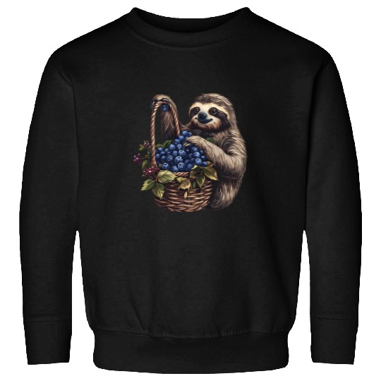 Sloth Pet Blueberry Sloth Animal Art Nature Blueberry Fruit Cute Sloth Sweatshirts