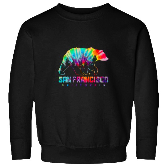Bear Pet San Francisco californias Tie Dye Bear Pride Outdoor Vintage Sweatshirts