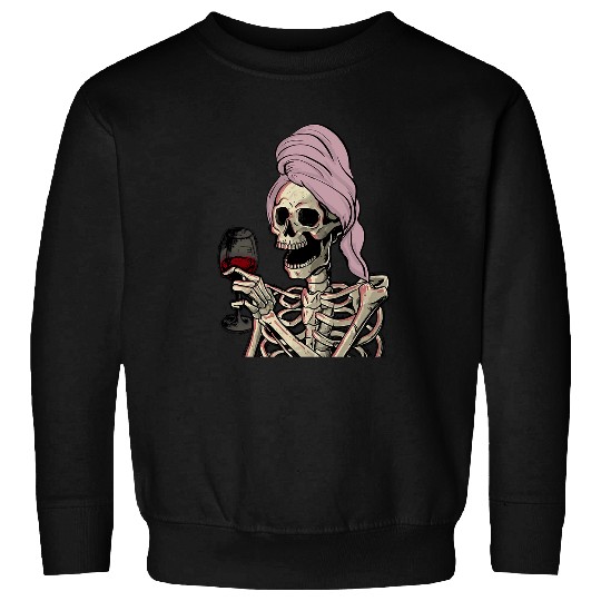 Wines Fun Halloween Theme Skeletons Wines fall spooky season casual Sweatshirts
