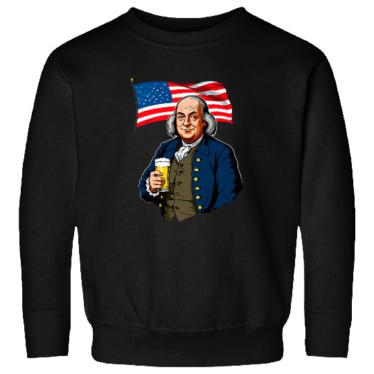 Beer Fun Benjamin Franklin With Beer Mug American Flag 8 Sweatshirts