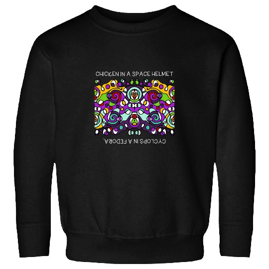 Chicken Lover and Cyclops Neurographic Art Design with Red Sweatshirts