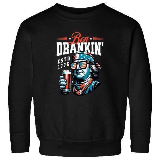 Beer Fun Ben Drankin 4th of July USA Beer Drinking Patriotic Sweatshirts