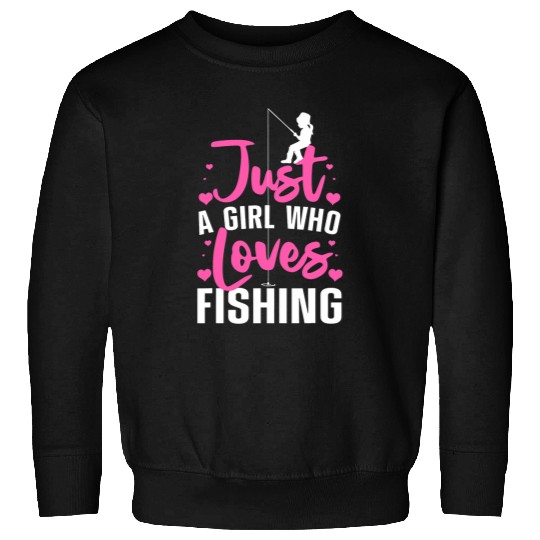 Fishing Cute Fishing For Women Girls Kids Fisherman Bass Fish Fisher Sweatshirts