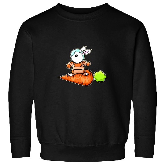 Surf Life Cute Astrnaut Bunny Surfing On A Carrot On Easter Sweatshirts