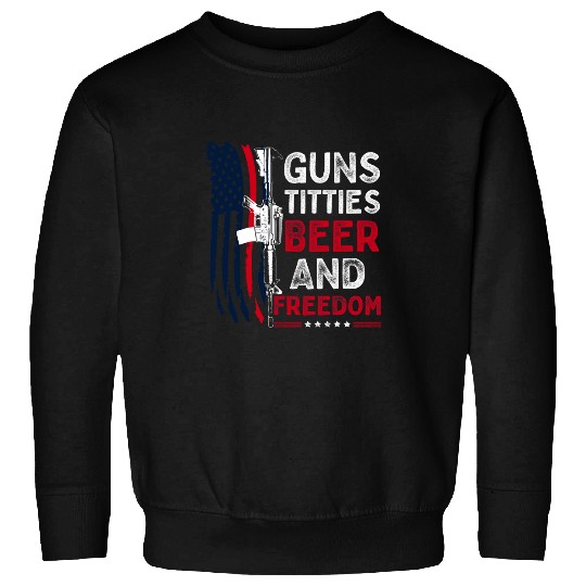 Beer Fun Guns Titties Beer Freedom American Flag vintages Retro Sweatshirts