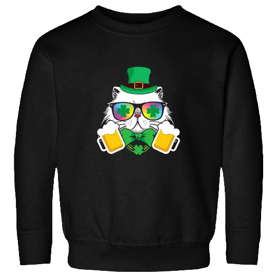 Beer Fun Cat Beer St Patrick s Day Funny Bar Crawl Shamrock Sweatshirts