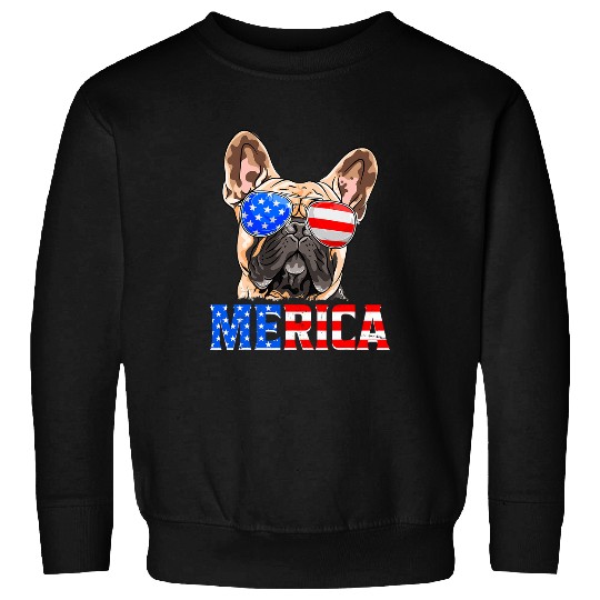Merica French Bulldog Dog American Flag 4th Of July Sweatshirts