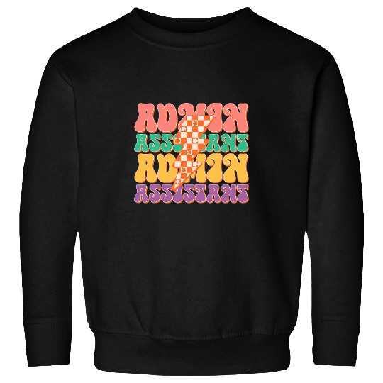 Admin Assistant Retro Groovy Lightning Bolt Office Secretary Sweatshirts