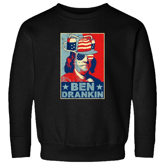 Beer Fun Ben Drankin Beer 4th of July Retro Beer Lover Drinking Team Sweatshirts