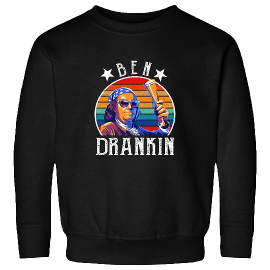 Beer Fun Ben Drankin 4th Of July USA Flag Men Drinking Beer Sweatshirts