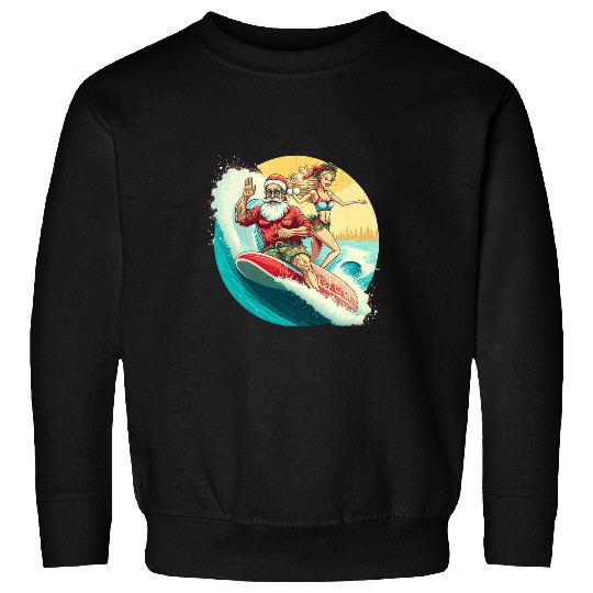 Surf Life Hawaiian Summer Vacation Santa Christmas In July Sweatshirts