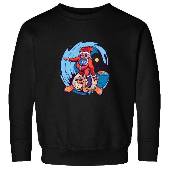 Surf Life Christmas in July funny Santa Surfing Hawaiian Sweatshirts