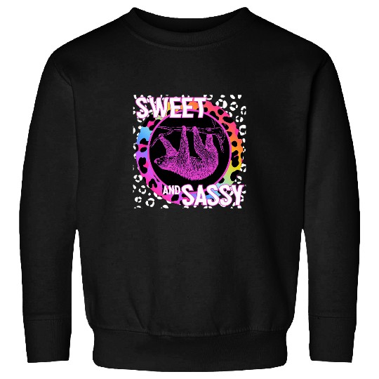 Sloth Pet 90s Nostalgia Rainbow Leopard Print Tropical Sweatshirts