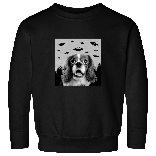 Alien UFO Funny Cavalier King Charles Spaniel Dog Lover Men 1 Sweatshirts