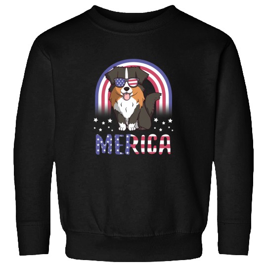 Merica Australian Shepherd Dog USA Flag 4th of July Sweatshirts