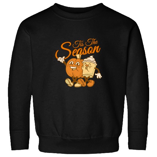 Coffee Fun Tis The Season Pumpkin Spice Latte Coffee Retro Fall Autumn Sweatshirts