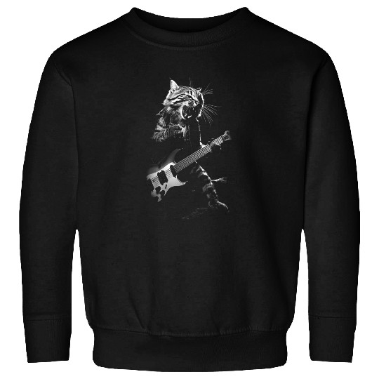 Cat Playing Guitar Cat Music Concert Festival Cats Animals Sweatshirts