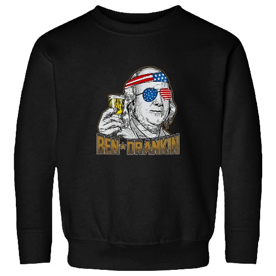 Beer Fun Ben Drankin Drinking Beer Party Independence 4th Of July Sweatshirts