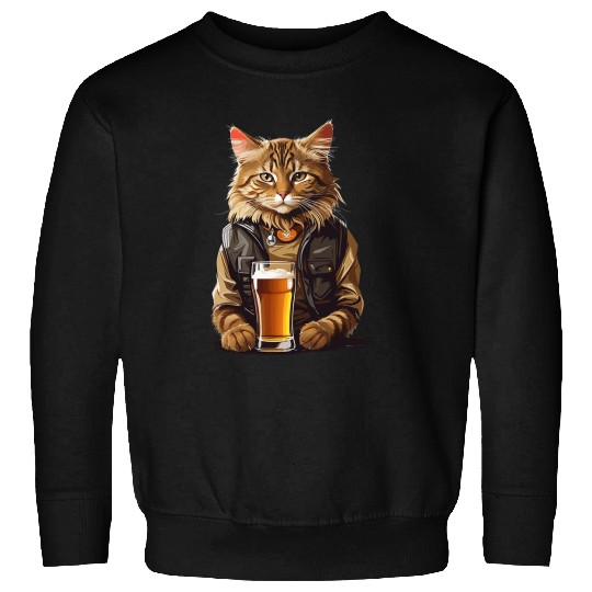Beer Fun Cat Drinking Beer Funny Beer Lover Cat Cat Dad Cat Mom Sweatshirts
