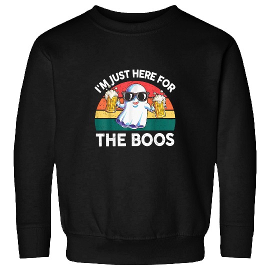 Beer Fun Halloween Funny Just Here For Boos Beer Retro Vintage Sweatshirts