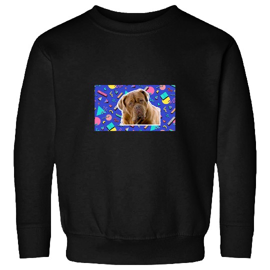 90s Sticker Pattern Dog Bull Mastiff Sweatshirts
