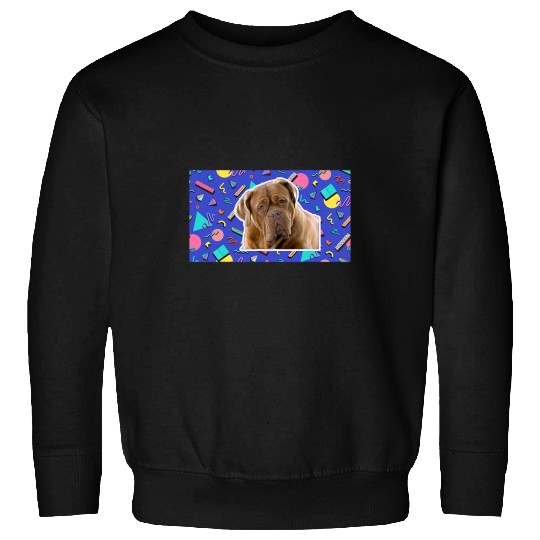90s Sticker Pattern Dog Bull Mastiff Sweatshirts
