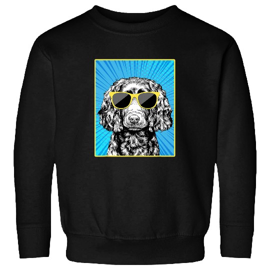 Boykin Spaniel Portrait Pop Art Dog with Sunglasses Sweatshirts