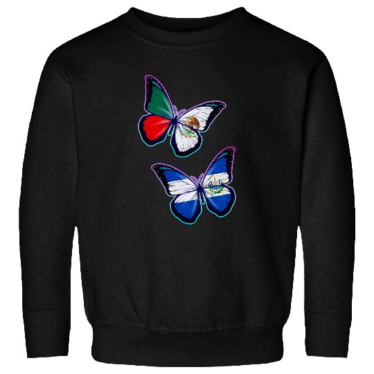 El Salvador and Mexico bicultural roots  Butterfly version Sweatshirts