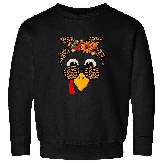 Lacrosse Gift Funny Gobble Turkey Face Costume Boys Girls Kid Sweatshirts