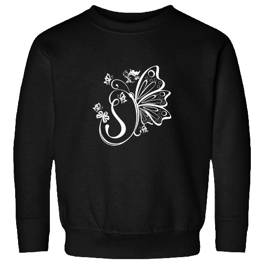 Butterfly Grunge Fairycore Aesthetic Letter S Monogram Goth Sweatshirts